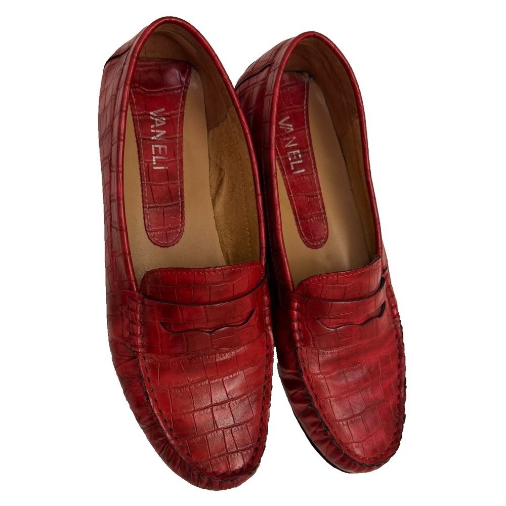 VANELi Alika Women's Slip On Driver Shoes 8 Med Loafer Red‎ Crocodile Luxury
